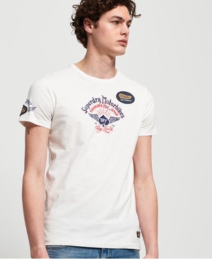 Superdry Motor Backprint Mid Férfi Pólók Fehér | OBPRJ0573